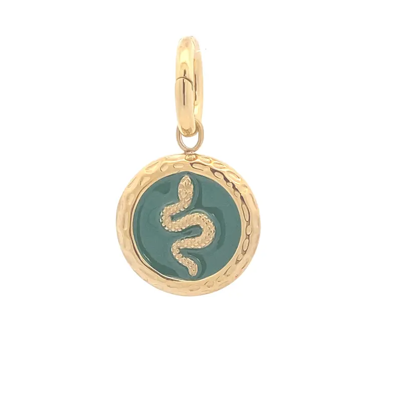 Charm - Green snake goldplated
