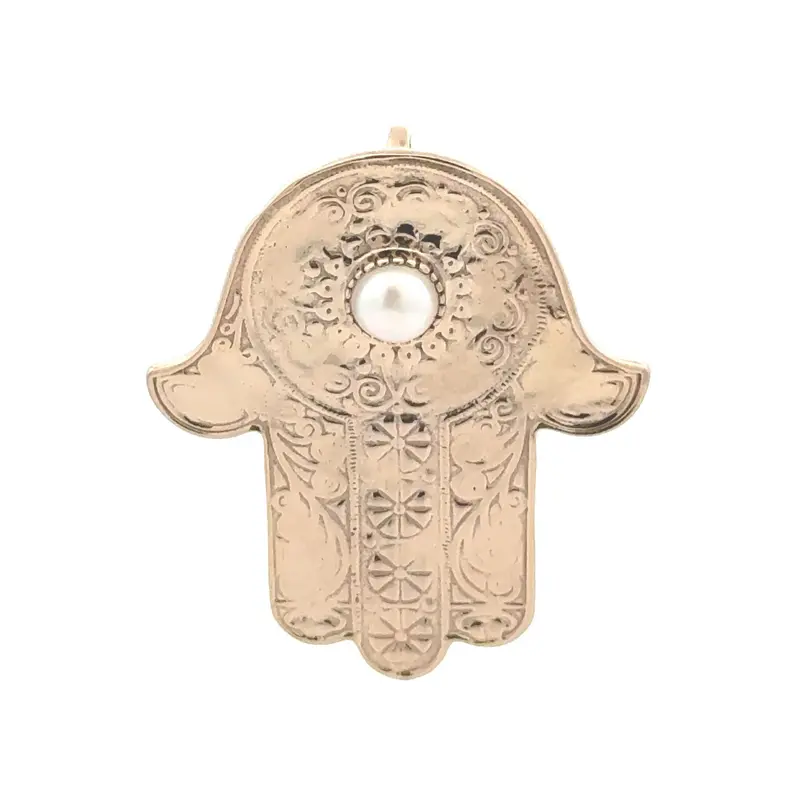 Charm hamsa hand big pearl gold plated