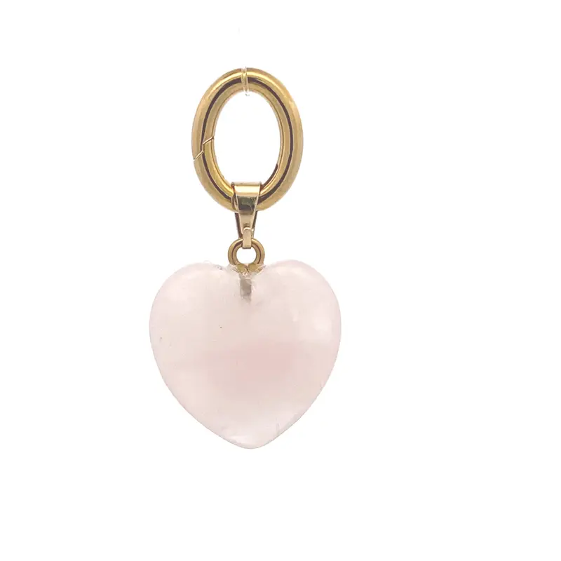 Charm - Heart hang pink goldplated