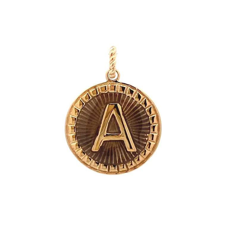 Charm Letter round taupe goldplated