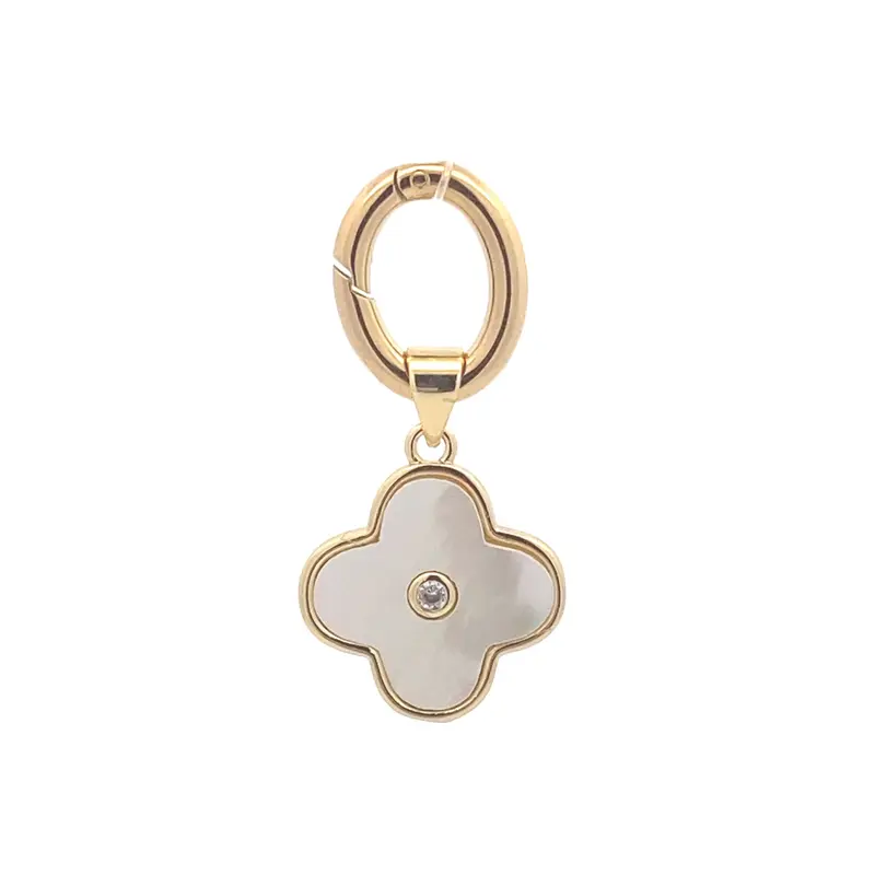 Charm - Pearl clover goldplated