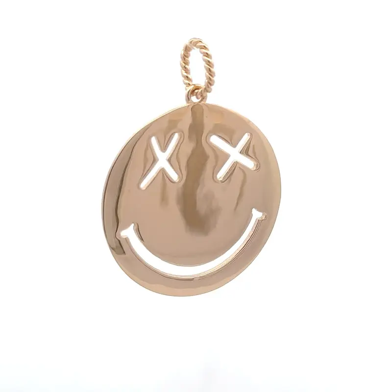 Charm - smiley big cross goldplated