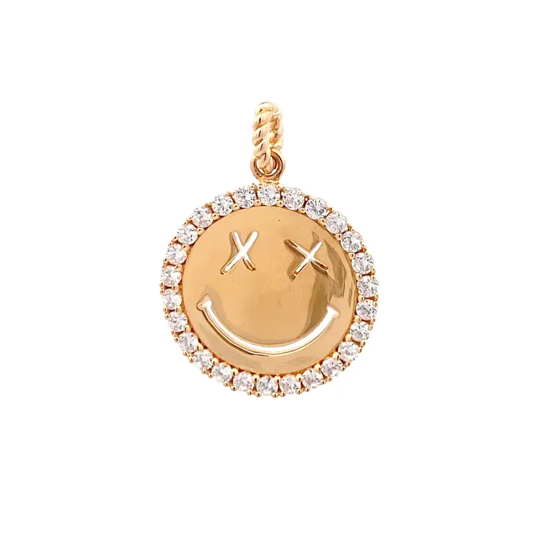 Charm - smiley cross cc goldplated