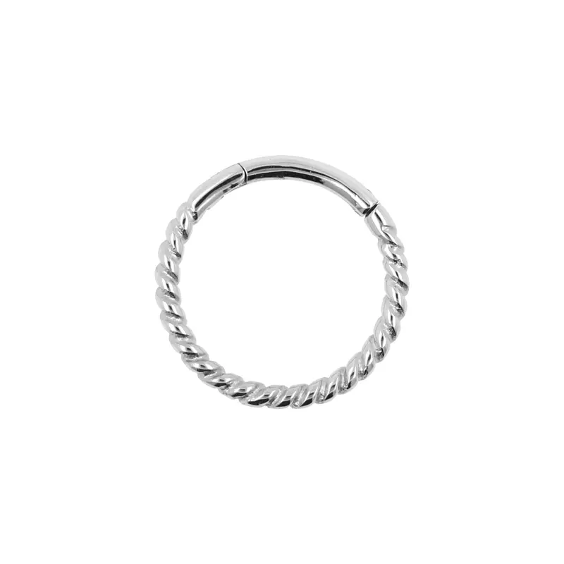 Chirurgisch Stalen Click Ring - Twisted Wire Zilver