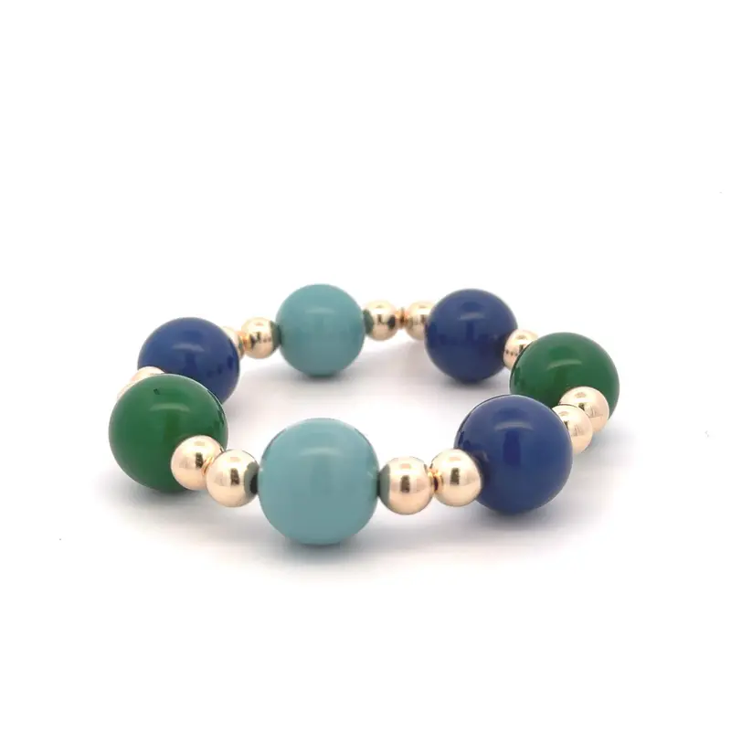 Dot candy blue 7mm gold coloured