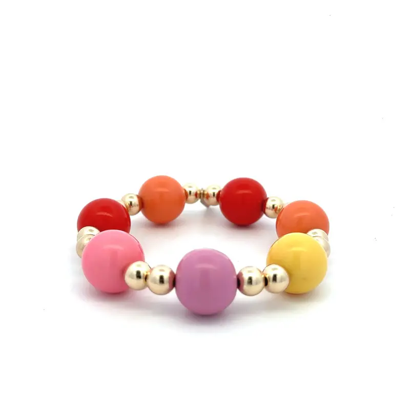 Dot candy pink 7mm gold coloured