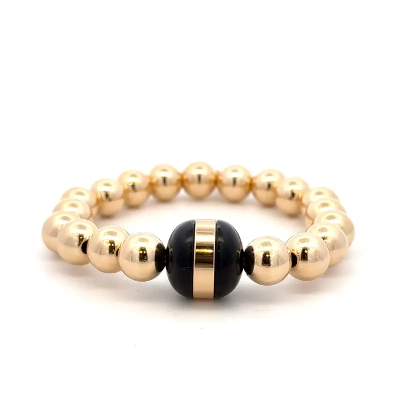 Dot one black 10mm gold coloured