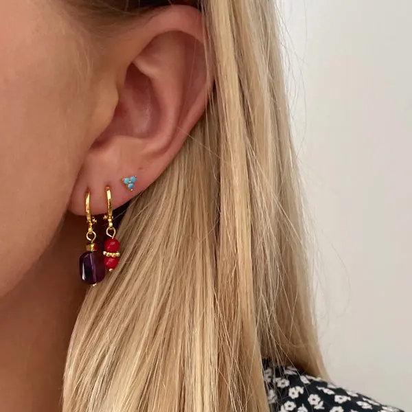 Earparty set van 3 Amethist rood turkoois