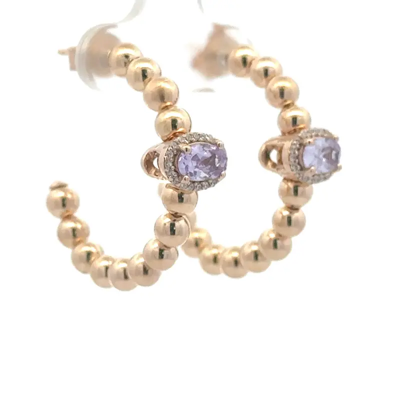Earrings click goldplated - purple