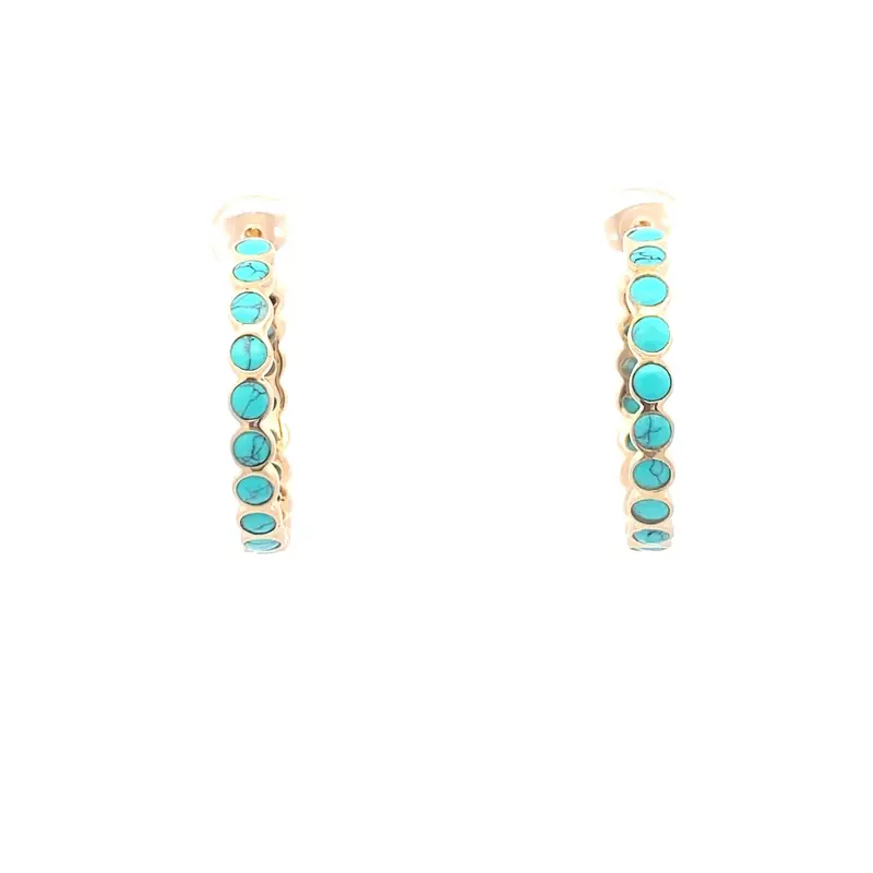 Earrings dots turquoise goldplated