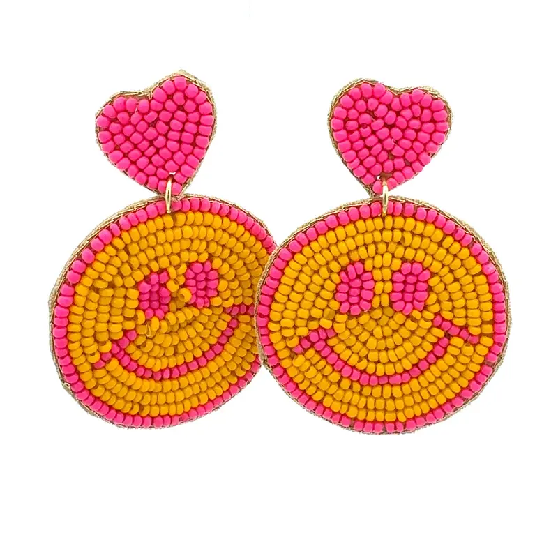 Earrings happy smiley pink