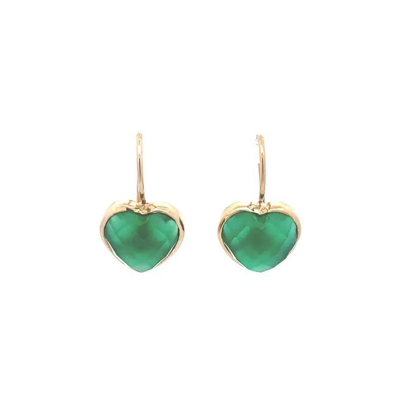Earrings heart stone green goldplated