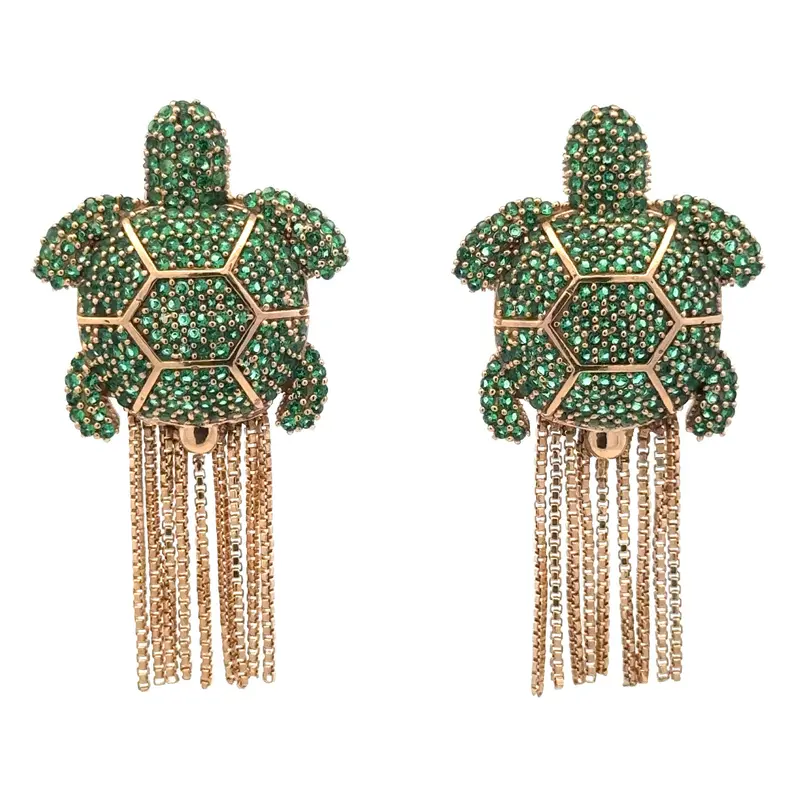 Earrings turtle green goldplated