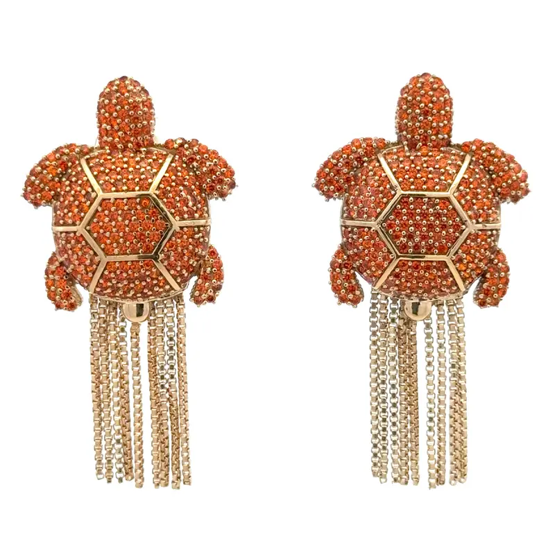 Earrings turtle orange goldplated