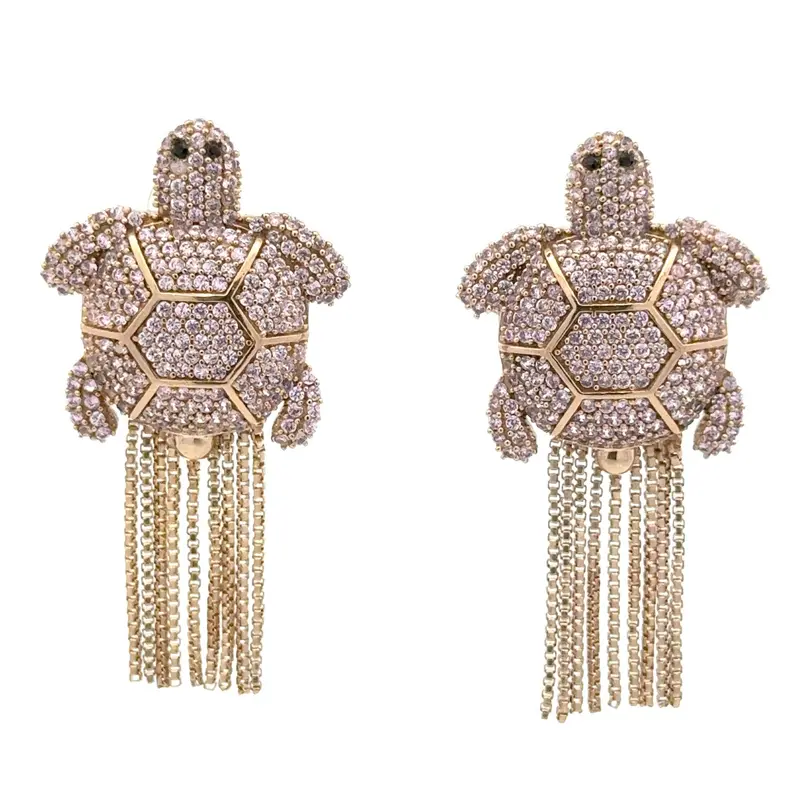 Earrings turtle pink goldplated