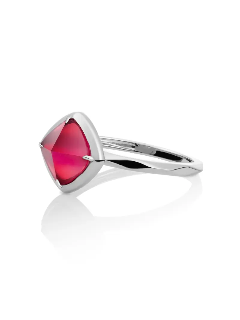 Edge Ring Fuchsia Quartz Zilver