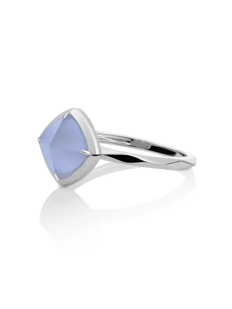 Edge Ring Milky Blue Jade Zilver