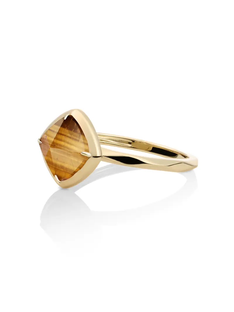 Edge Ring Tiger Eye 9K Goud