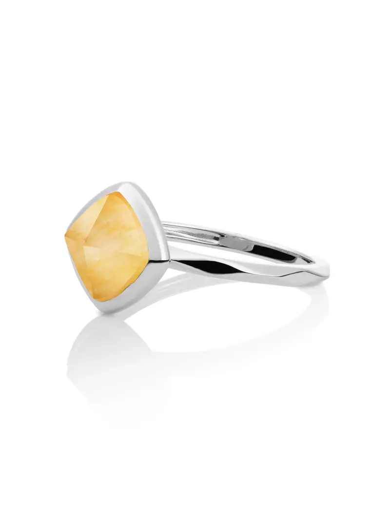 Edge Ring Yellow Jade Zilver