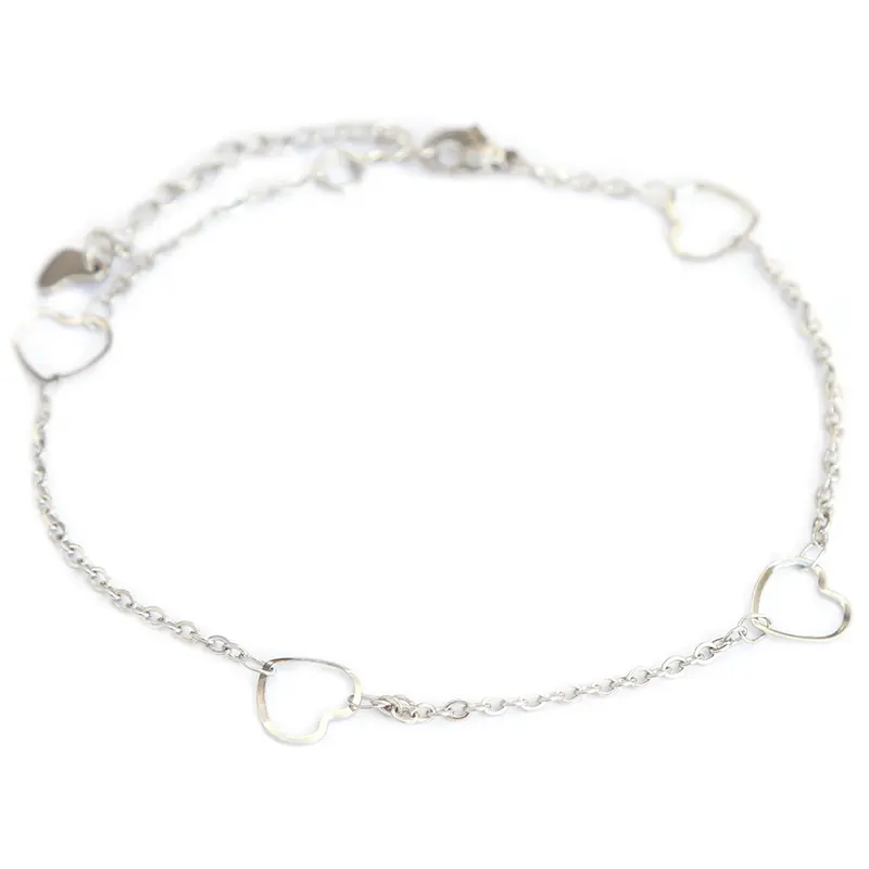 Enkelbandje silver hearts