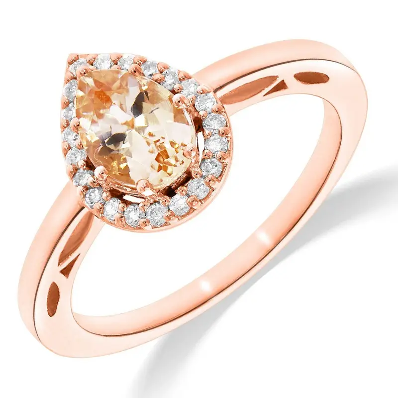 Fantasie ring met peervormige morganiet