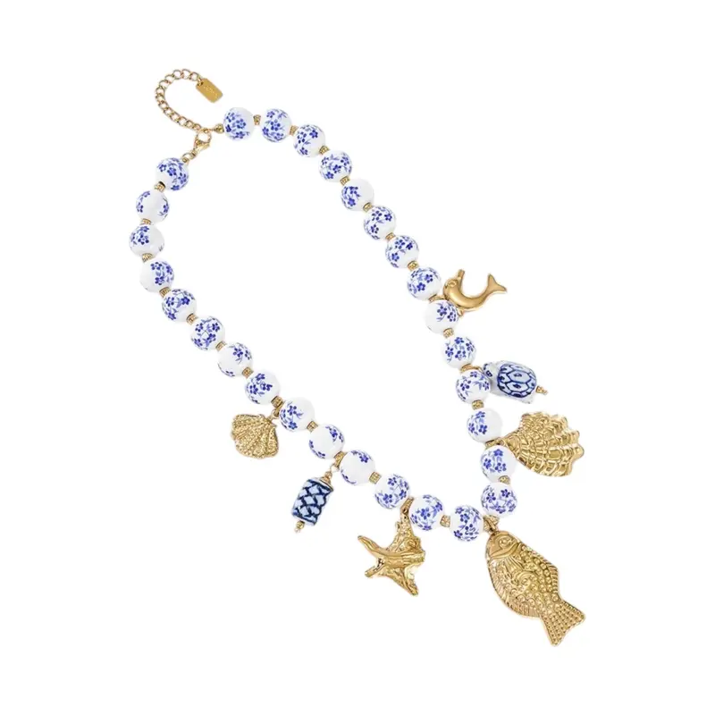 Fishy beads delft bedel ketting