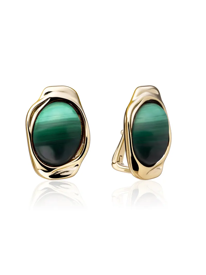 Flow Push Back Oorbellen Malachite