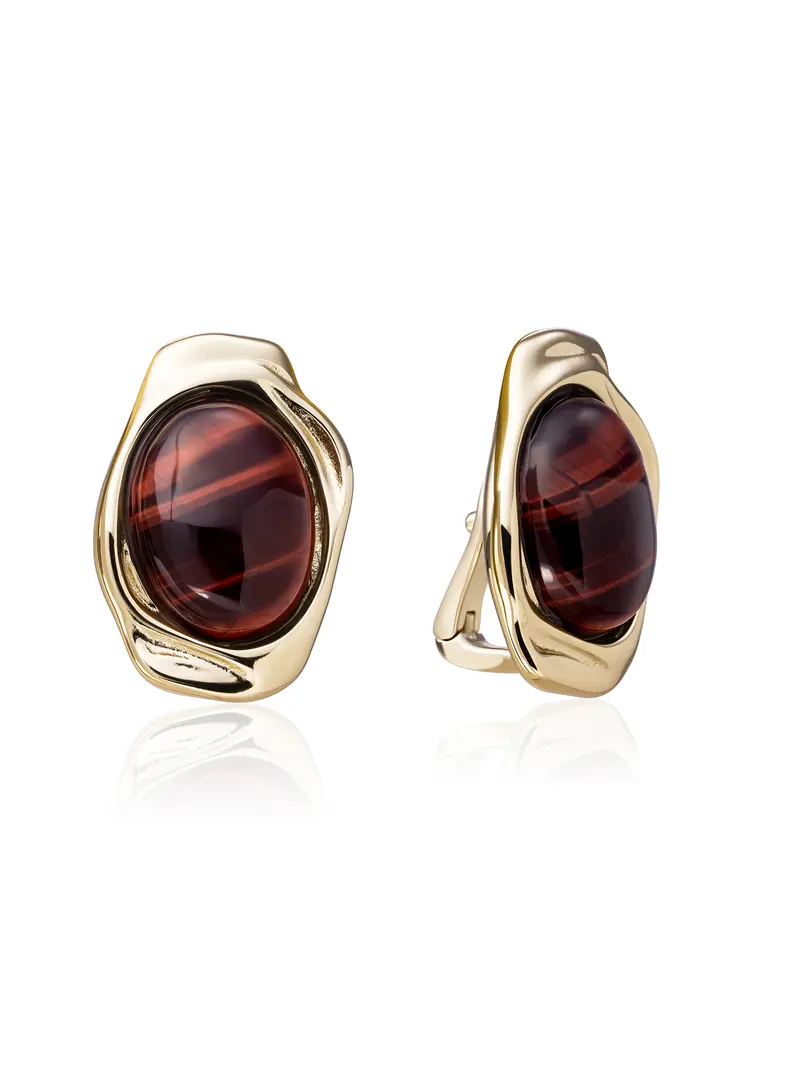 Flow Push Back Oorbellen Red Tiger Eye