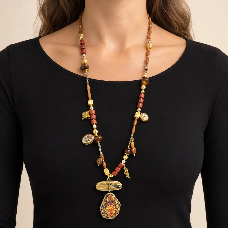 Flower beads lange ketting
