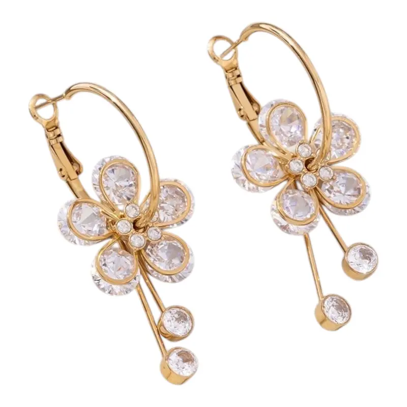 Flower strass oorbellen