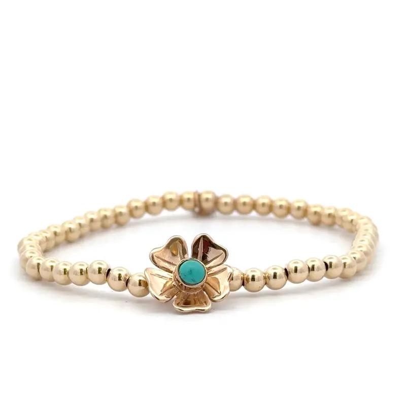 Flower sweet turquoise gold coloured