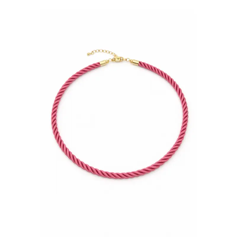 Fuchsia roze gedraaide rope ketting