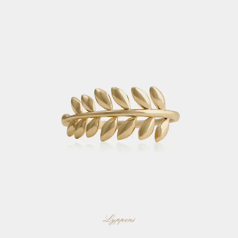 Geelgouden blad ring