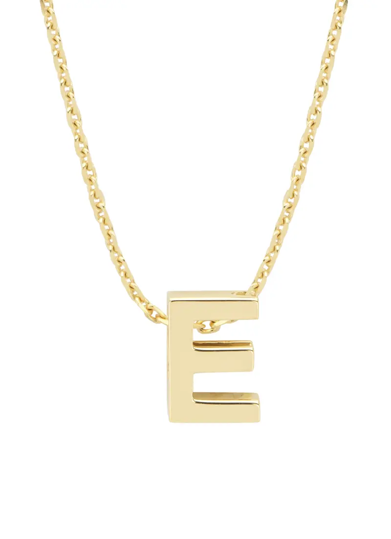 Geelgouden hanger E, Alphabet
