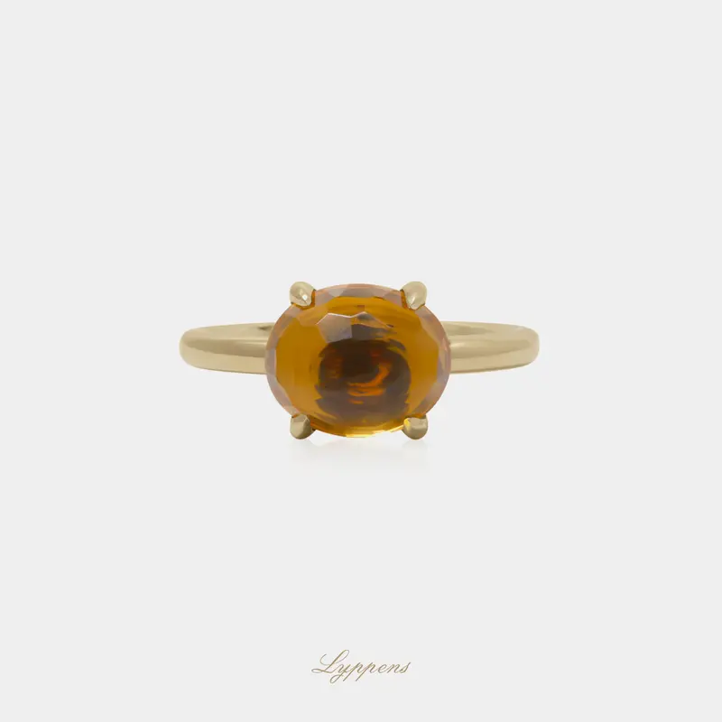 Geelgouden ring met citrien