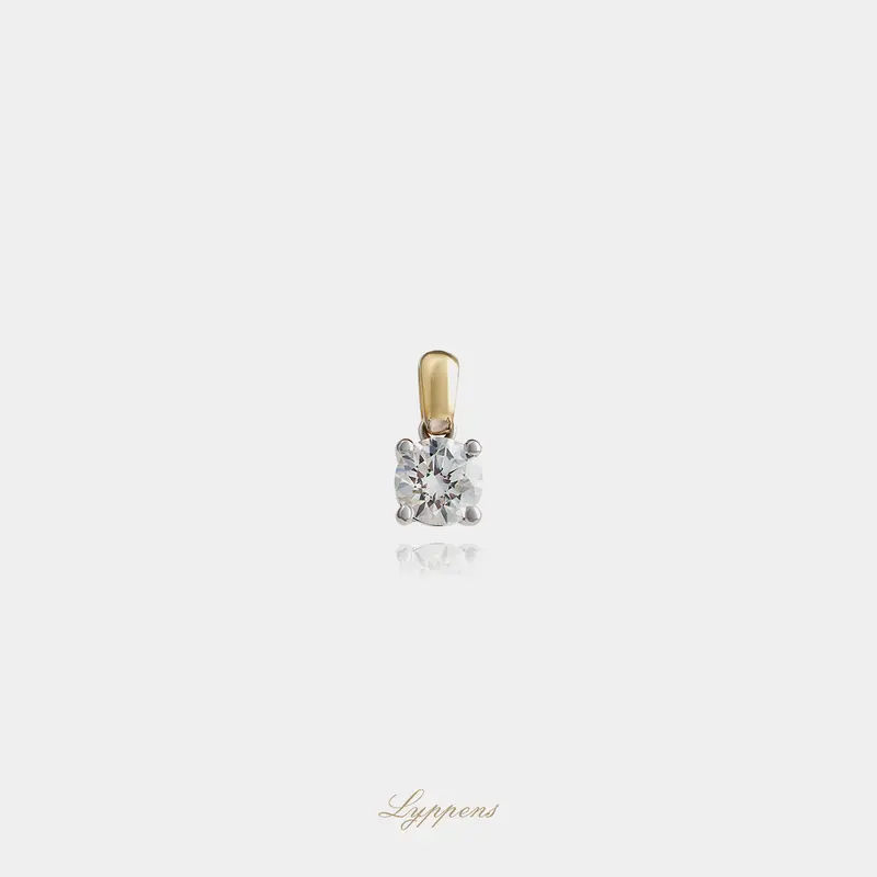 Geelgouden solitaire hanger met diamant