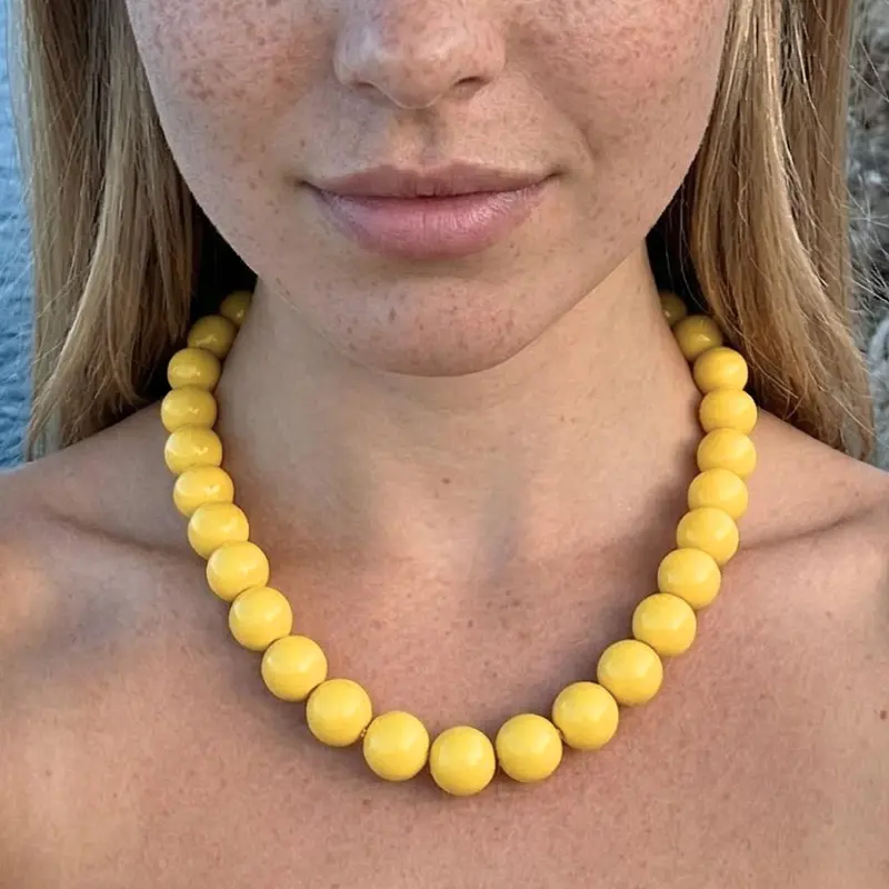Gele grote kralenketting Luna