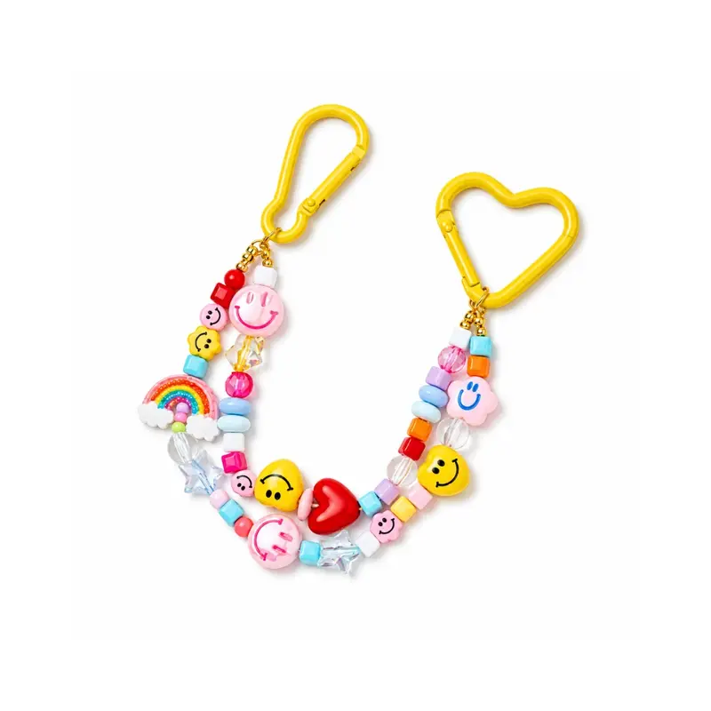 Gele smiley kralen tashanger