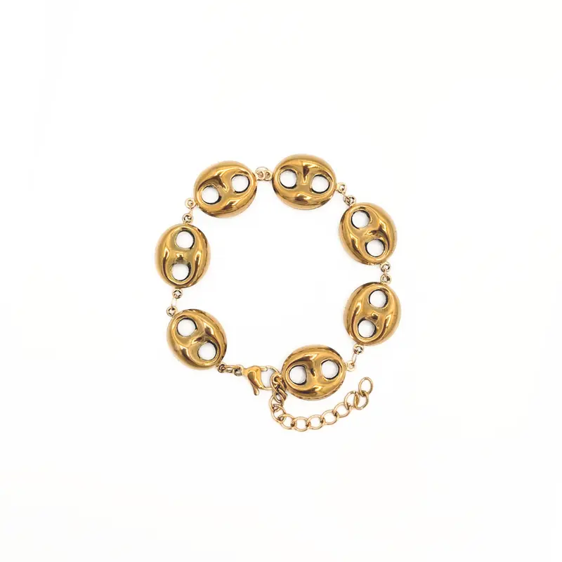 Gouden bean schakelarmband chubby
