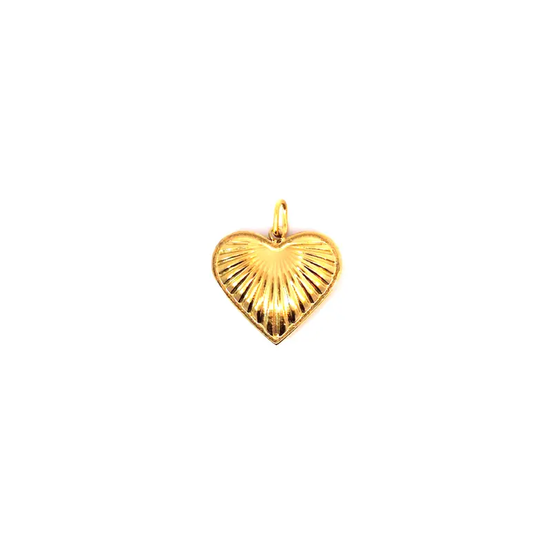 Gouden ribbel hart bedel