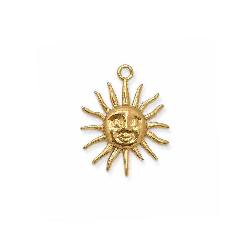 Gouden zon gezicht bedel