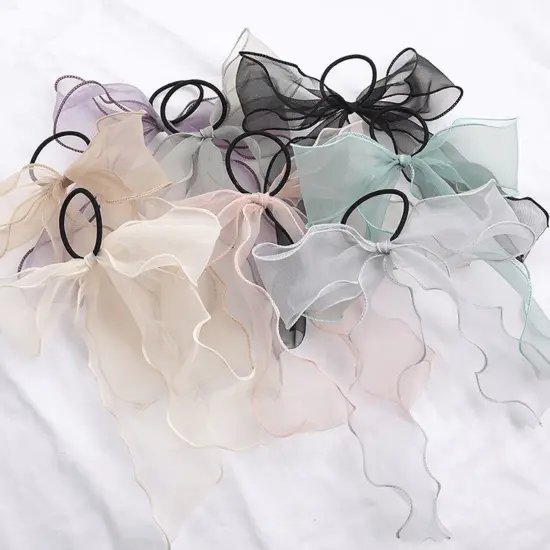 Haar elastiek organza strik - Div kleuren