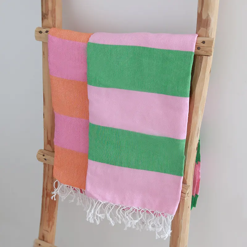 Hamamdoek groen/roze