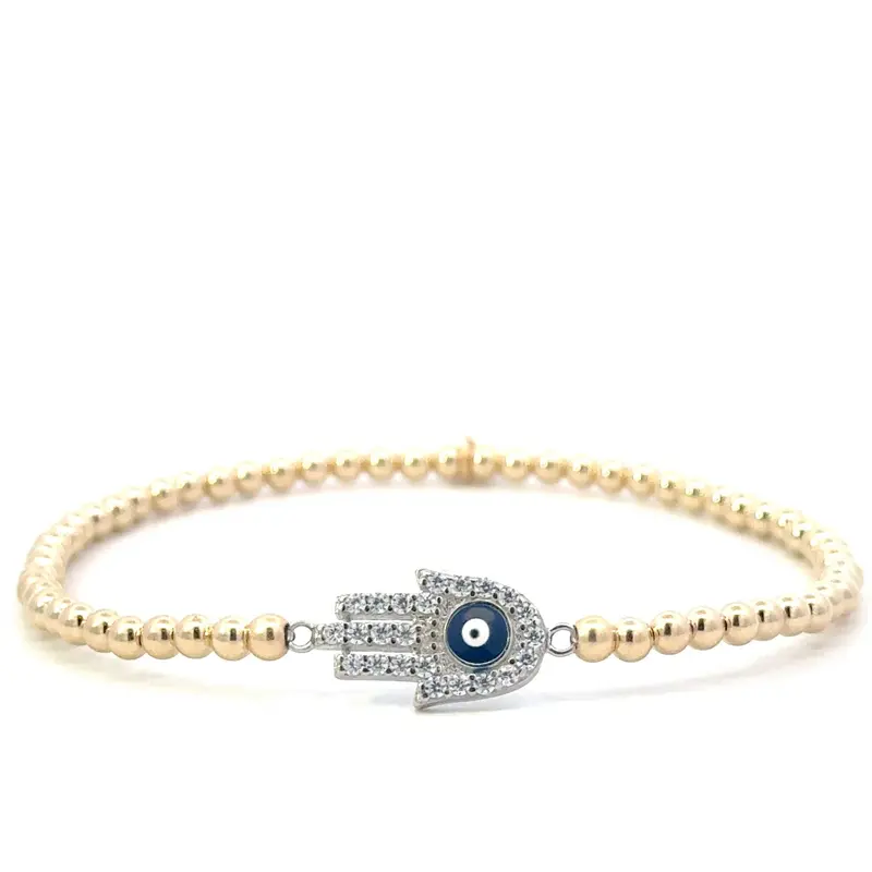 Hamsa hand blue cc gold coloured
