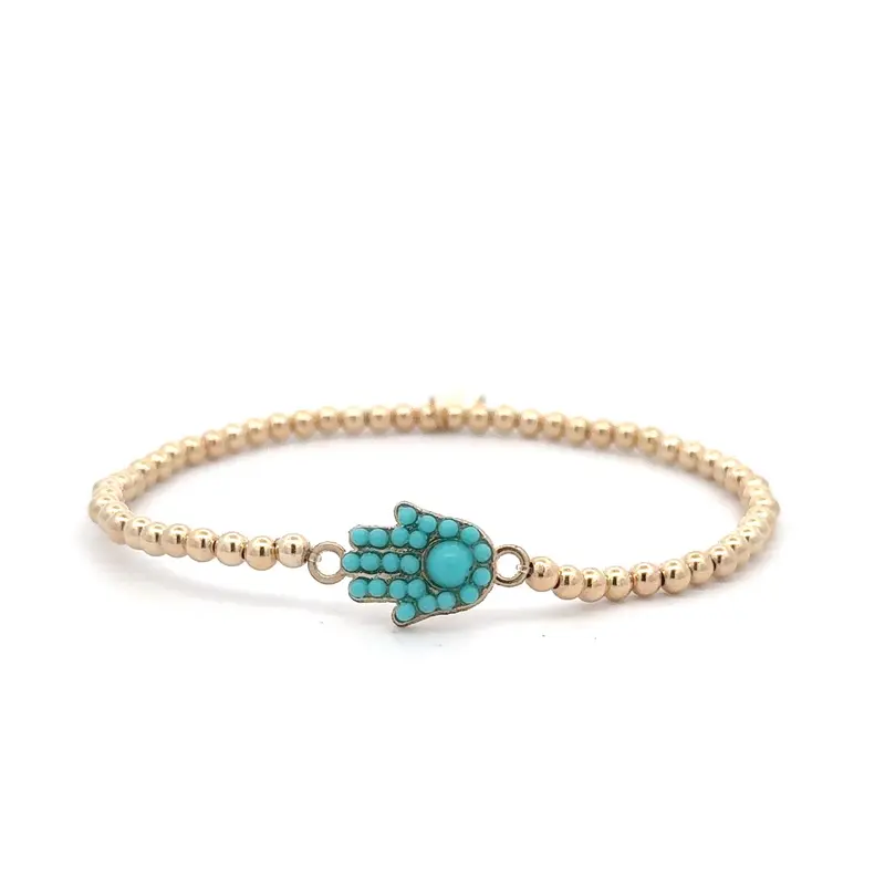 Hamsa hand small turquoise gold coloured