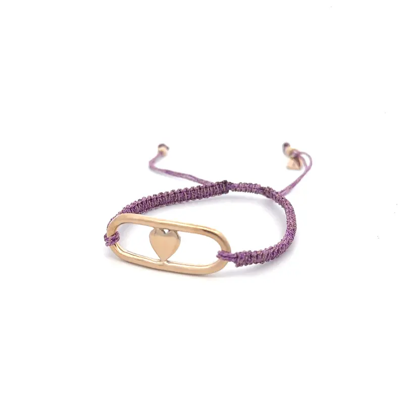 Heart oval cord purple goldplated