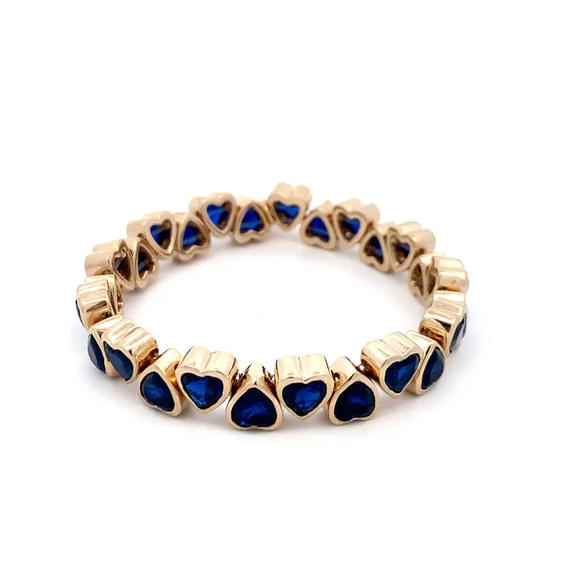 Hearts all over blue goldplated
