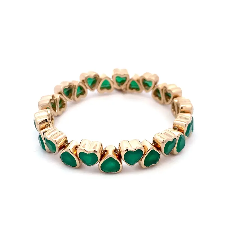 Hearts all over green goldplated