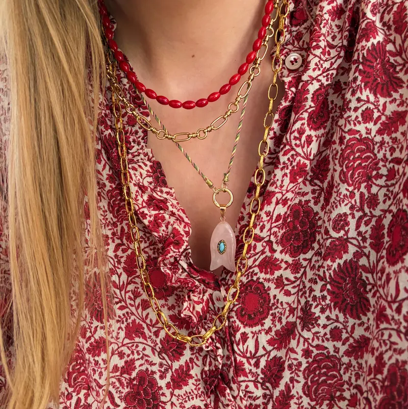 Ketting bamboekoraal Rood
