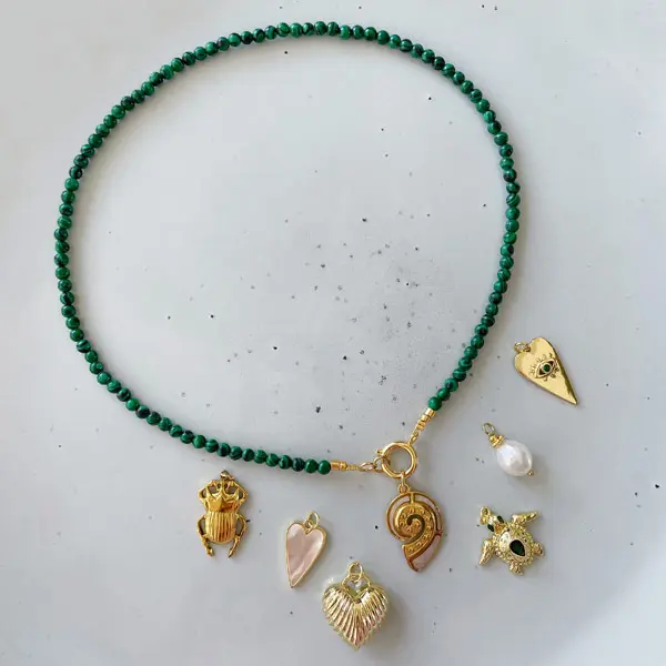 Ketting Malachiet groen boeislot goud